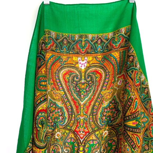 Vintage 80's Square 100% Wool Green Scarf Shawl Intricate Paisley Design. - Picture 10 of 16